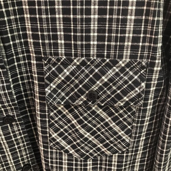 Matchstick Shirt Mens 2XL Black White Plaid Western Button Up Long Sleeve Cotton - Picture 6 of 12
